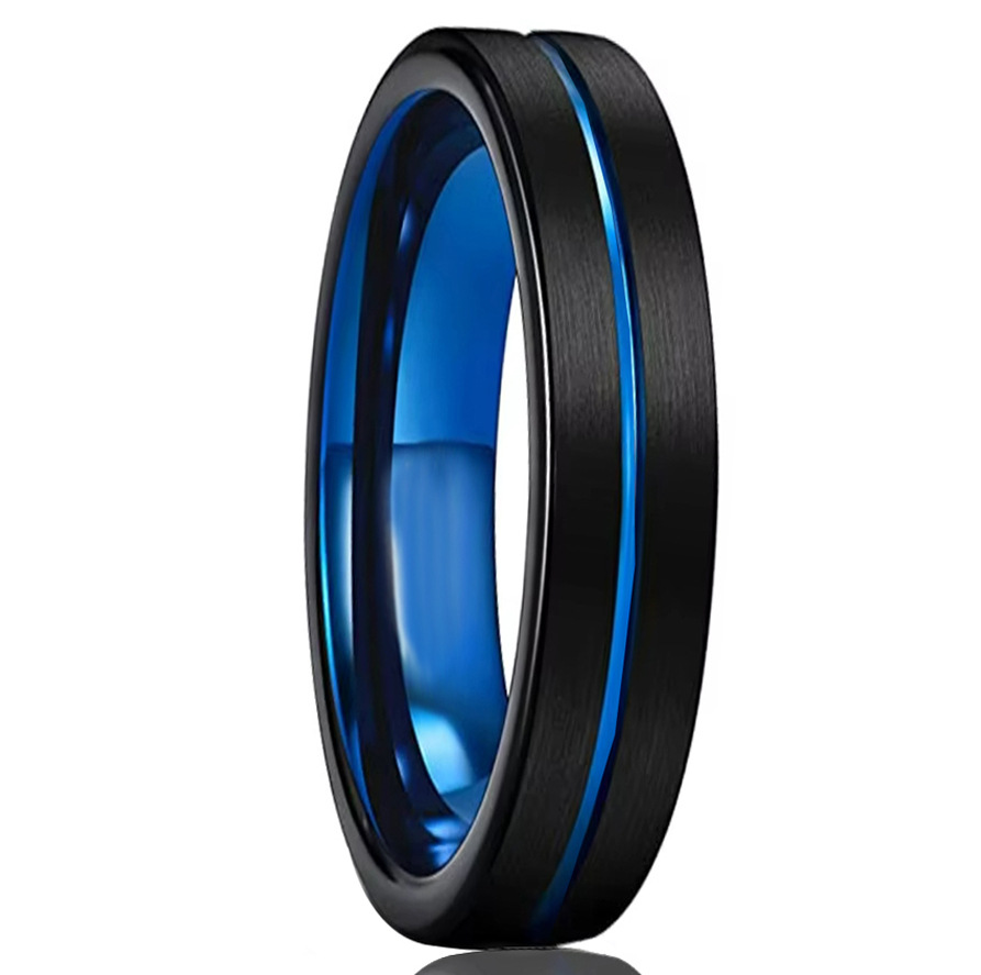 4mm brushed black band with blue edging and a blue interior in black and blue, on a white background.