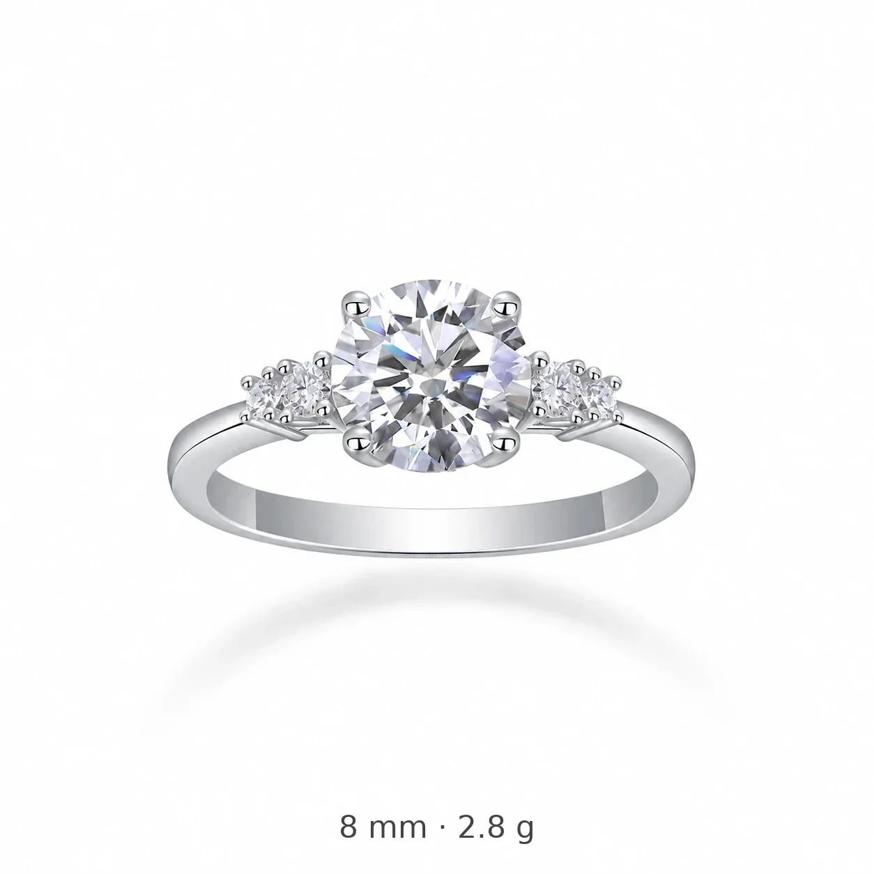 Radiant 925 Sterling Silver Round Cluster Moissanite Ring - Silver