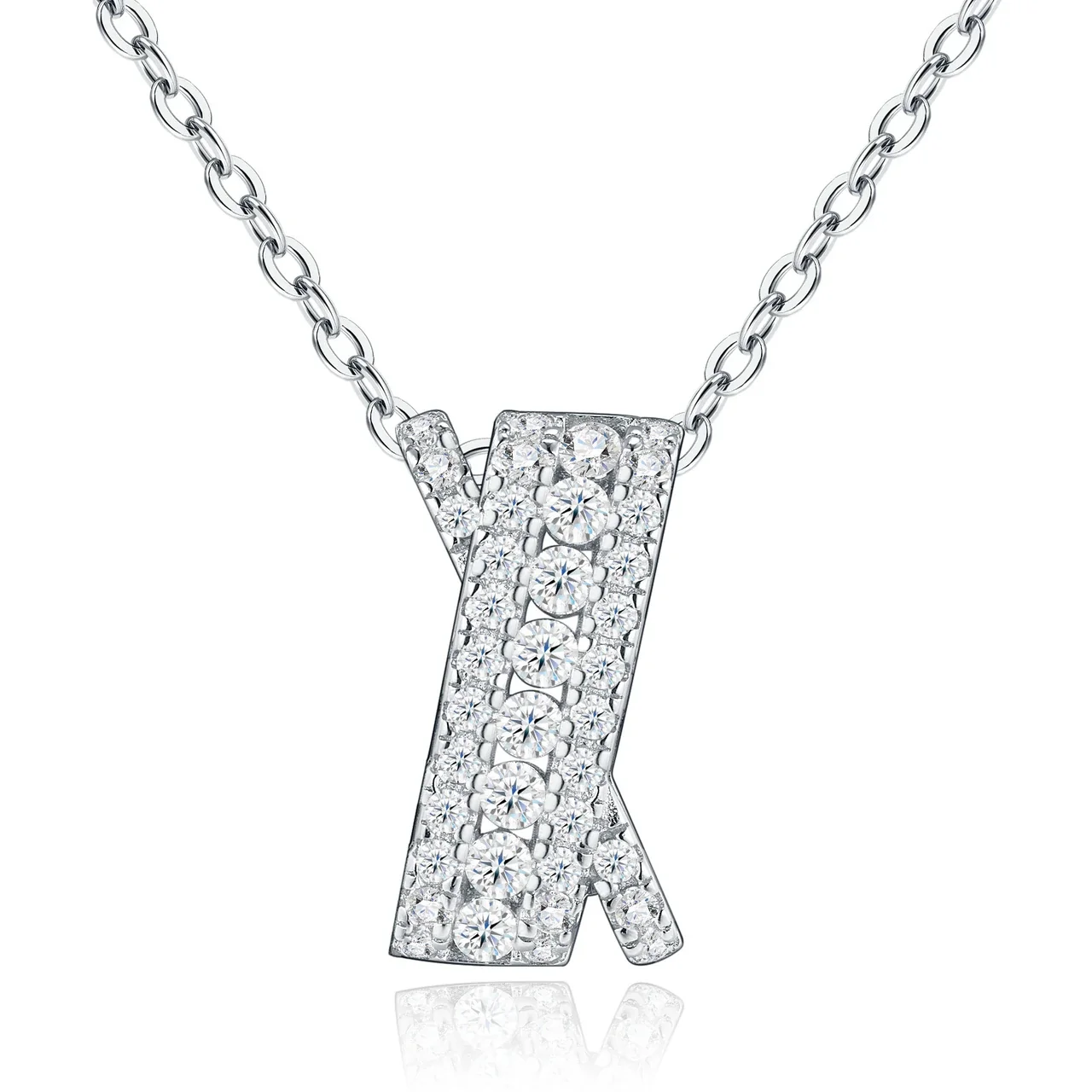 Angular 925 Sterling Silver Pave Moissanite Pendant Necklace - Moissanite A