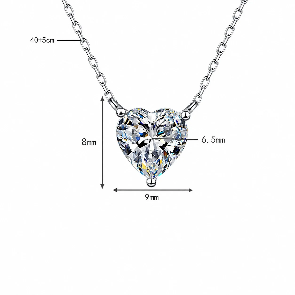 Dainty Heart-Cut Moissanite 925 Sterling Silver Necklace - 1 ct Heart Moissanite